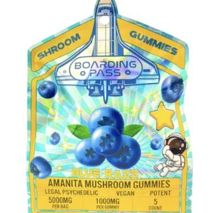 Blue Razz Boarding Pass Amanita Shroom Gummies 1000mg