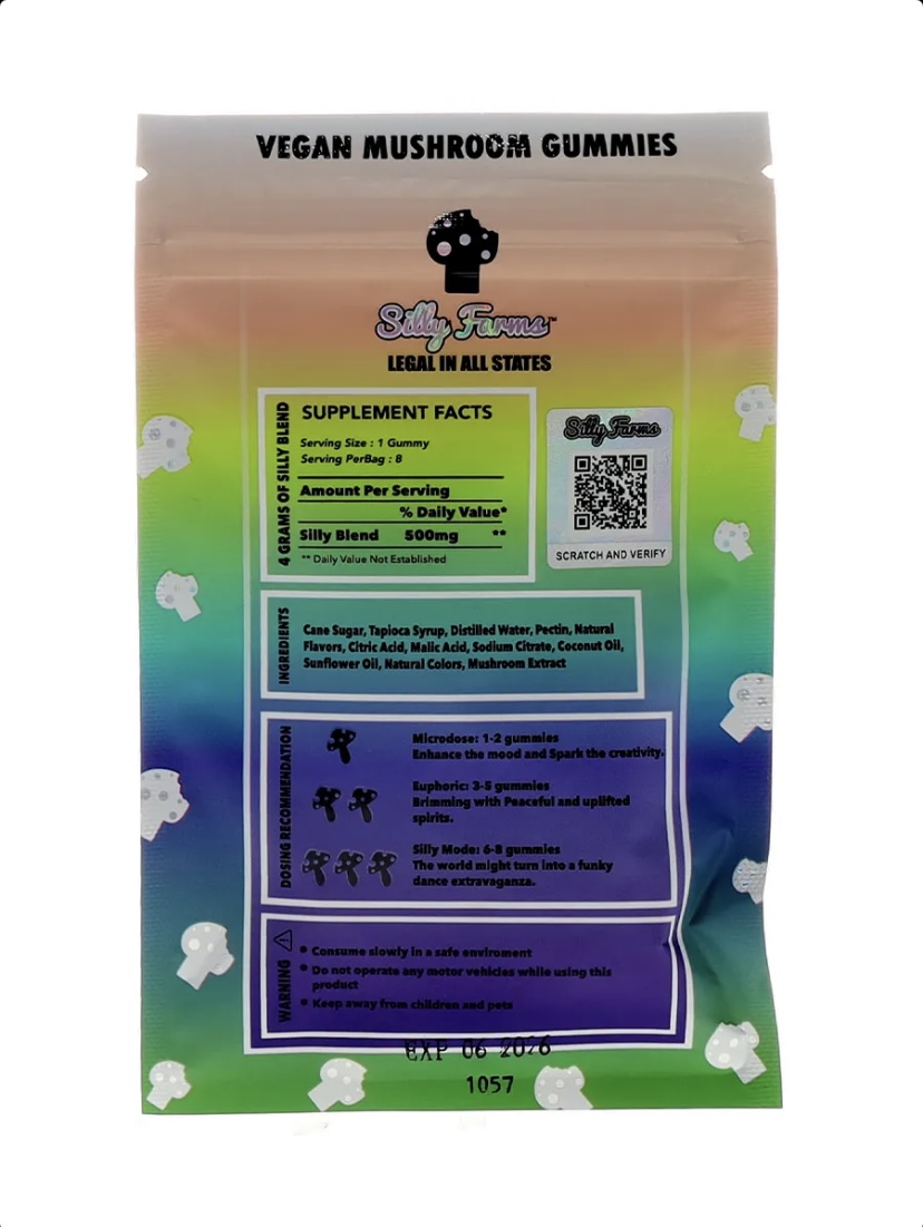 Skittleburst Silly Farms Vegan Mushroom Gummies 4000MG - Image 2