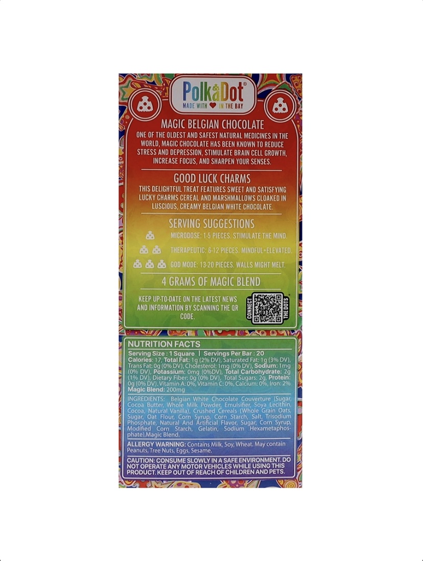 Good Luck Charms PolkaDot Magic Mushroom Belgian White Chocolate 200mg Magic Per Piece - Image 2