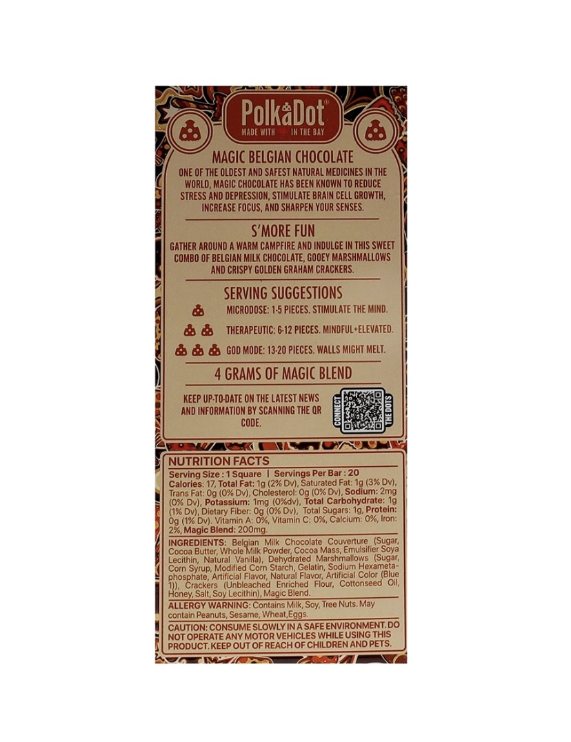 S’More Fun PolkaDot Magic Mushroom Belgian Milk Chocolate 200mg Magic Per Piece - Image 2