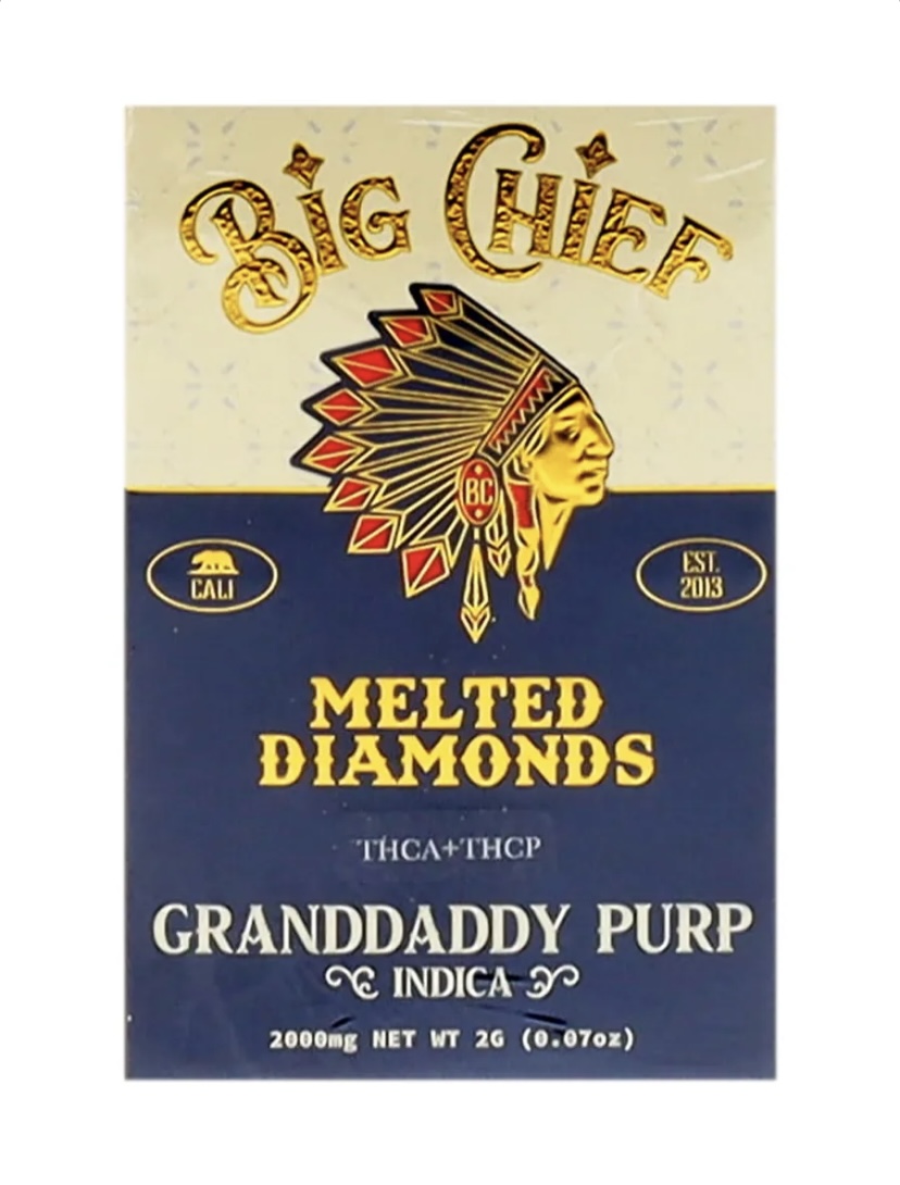 Granddaddy Purp Big Chief Melted Diamonds THCA+THCP Cart 2G