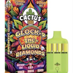 Birthday Cake | OG Kush | Zkittles Cactus Labs Glock 9 THC + Liquid Diamonds 3in1 Vape 9000mg