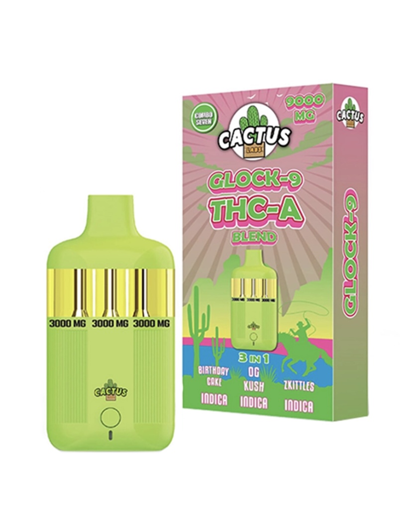 Birthday Cake | OG Kush | Zkittles Cactus Labs Glock 9 THC-A Blend Vape 9000mg