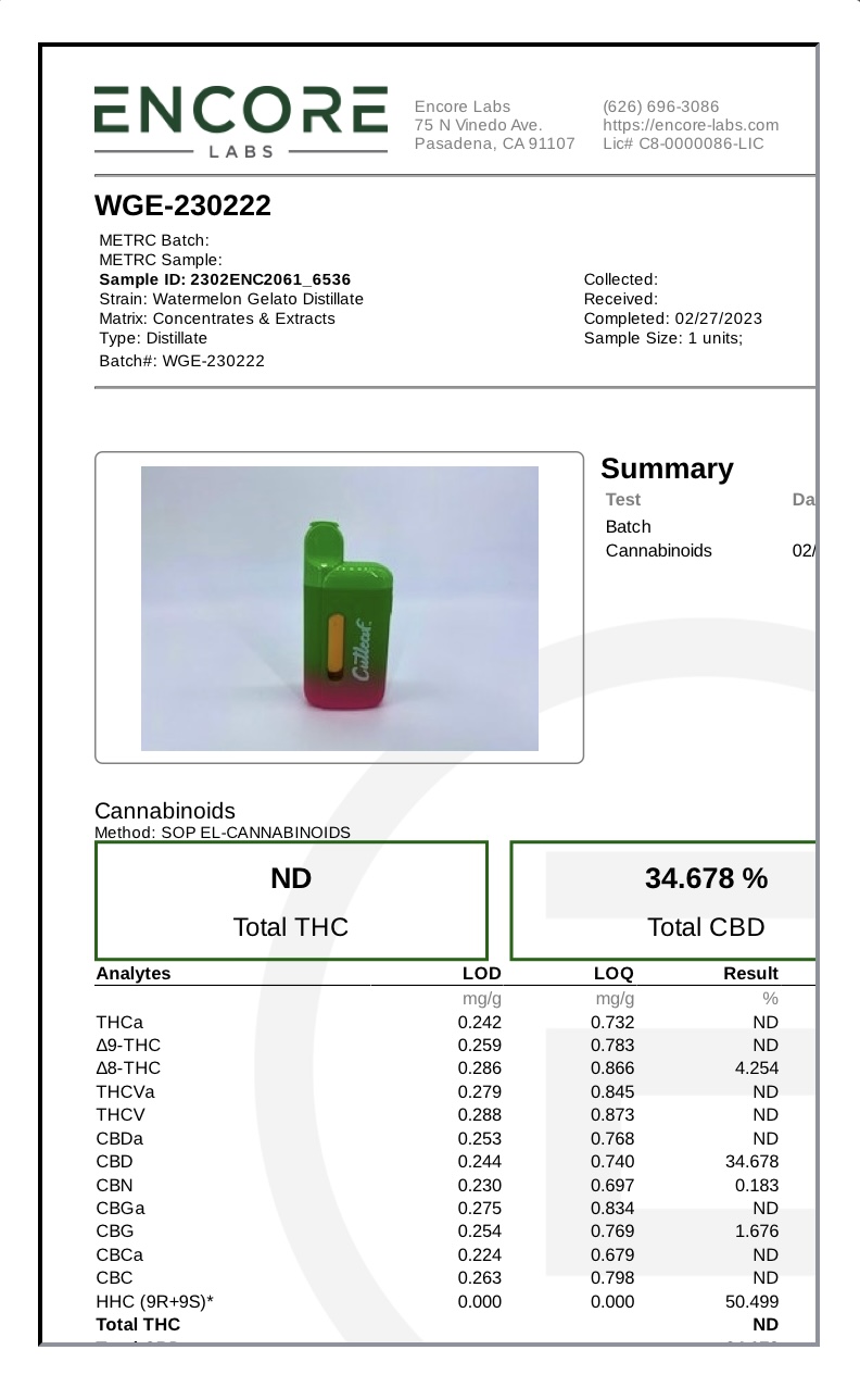 Watermelon Gelato Hybrid Cutleaf Live Rosin Disposable Vape 5g - Image 2