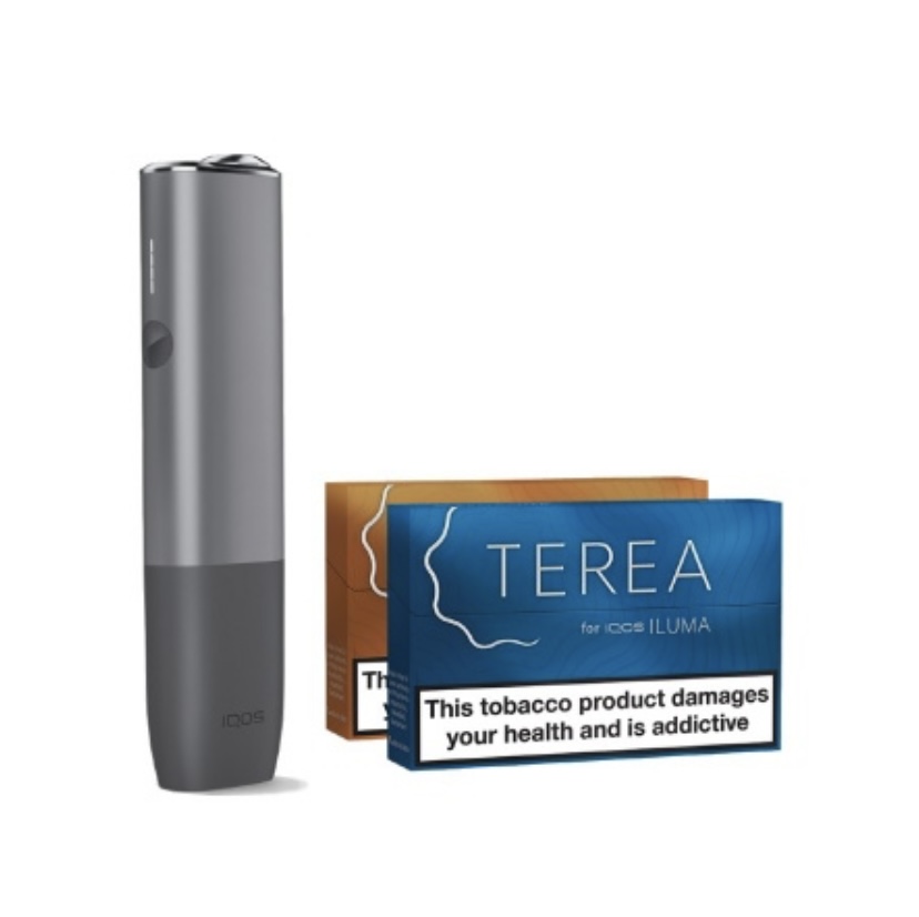 IQOS ILUMA ONE HEATED TOBACCO DEVICE STARTER KIT WITH TOBACCO REFILLS (PEBBLE GREY)
