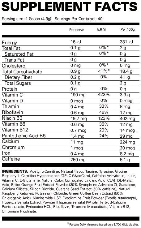 Oxyshred Hardcore by EHP Labs 40 Serves - Image 2