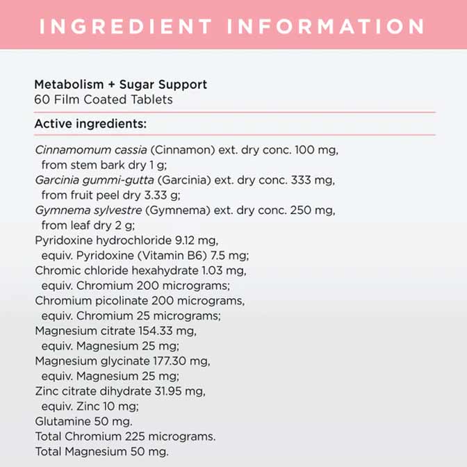 JS Health Metabolism and Sugar Support 60 tablets - Image 2